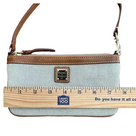 Dooney & Bourke Linen Large Slim Wristlet Wallet Purse Blue/white Tweed Fabric - Picture 7 of 7
